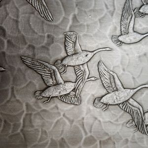 Vintage Arthur Armour Aluminum Art Deco/Mid Century Tray Goose/Geese/Ducks